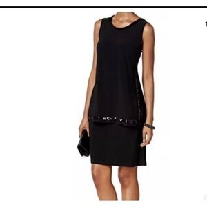 MSK Black Sequin Tunic Overly Popover‎ Dress Size 16